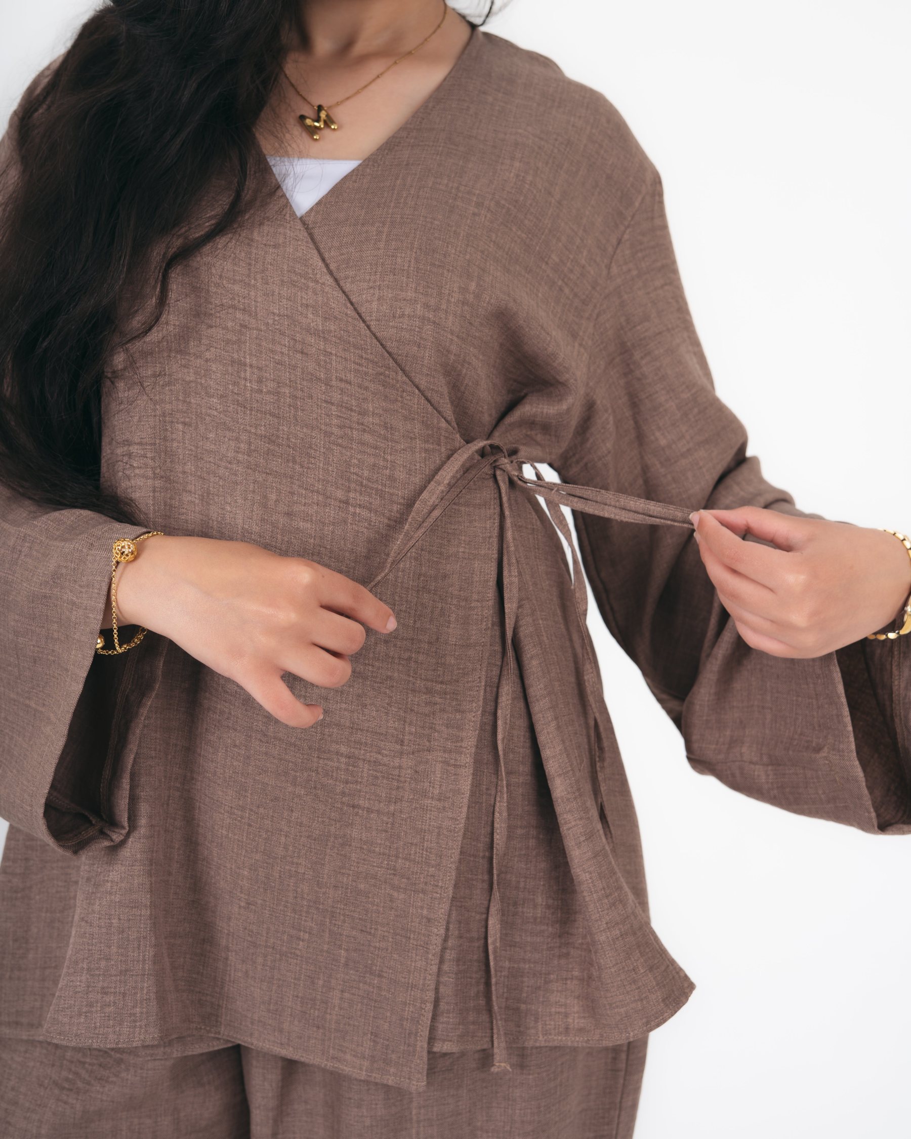 Linen Cardigan in Mocha Taupe